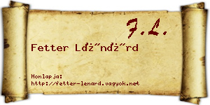 Fetter Lénárd névjegykártya